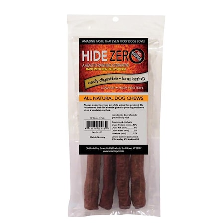 Hide Zero 6 in. Bully Flavored Rawhide Alternative Chew in Zip Lock Bag, 6PK 813579023239